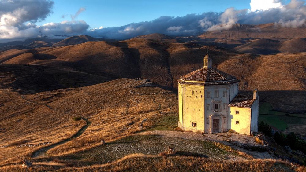 Majestic Landscape with Historic Architecture wallpaper