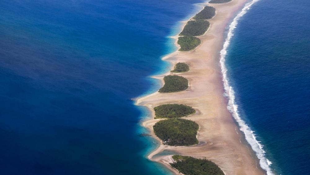 Serene Aerial View of a Tropical Island Chain wallpaper