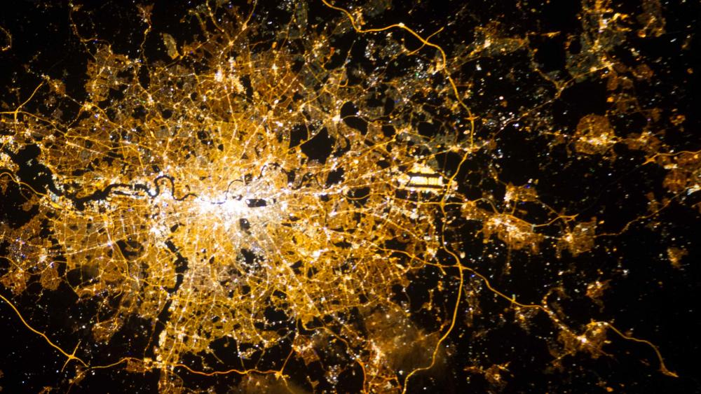 London, England Viewed from the International Space Station at Night wallpaper