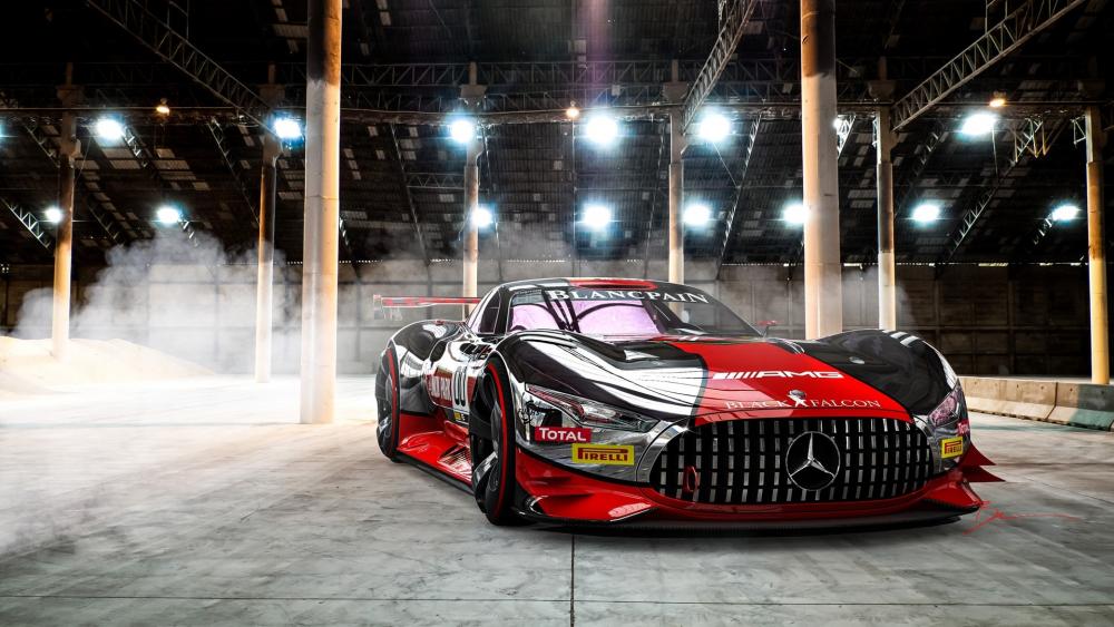 Sleek Racing Machine in Urban Setting wallpaper
