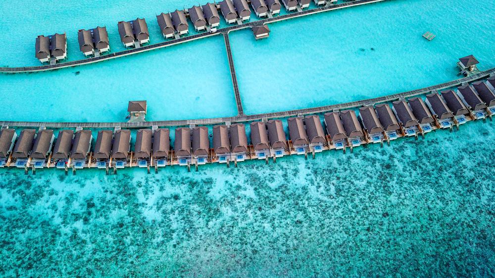 Overwater bungalows in Maldives wallpaper
