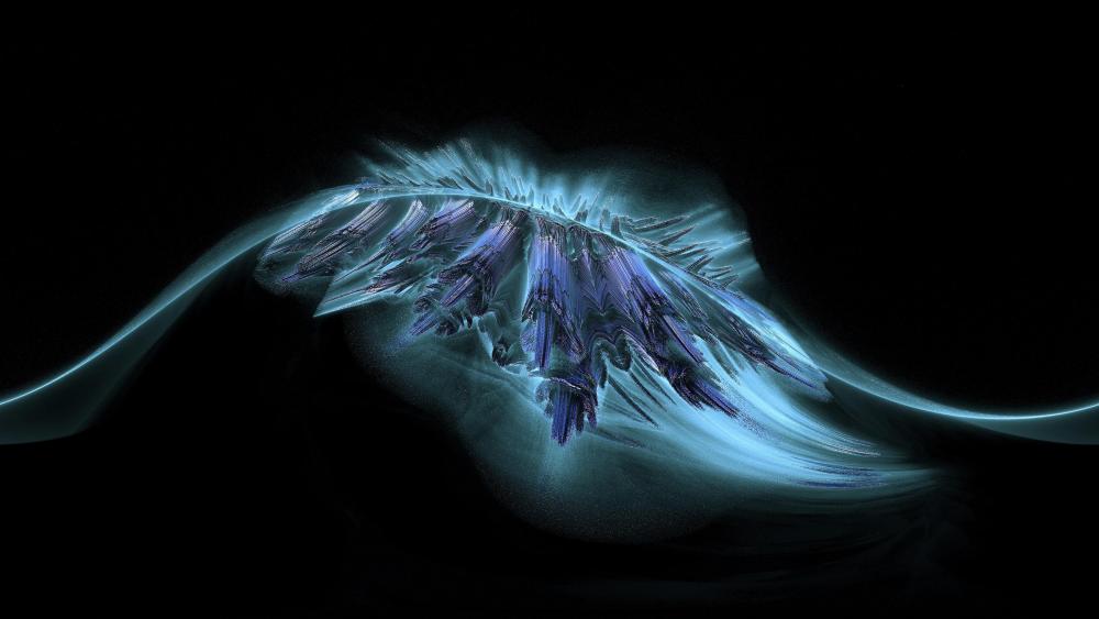 Ethereal Blue Fractal Wings wallpaper