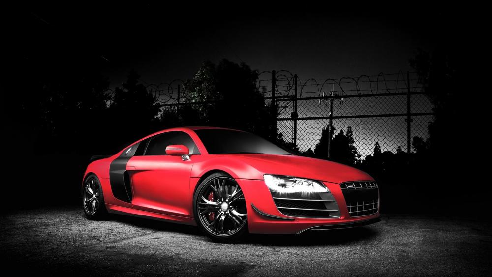 Red Audi R8 GT Dark Night Photography wallpaper