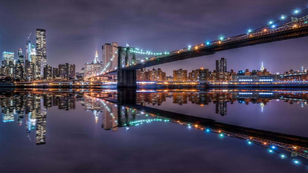 Brooklyn Bridge by night wallpaper