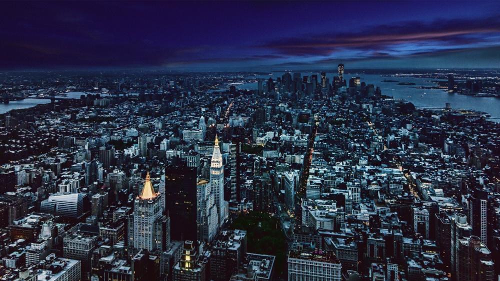 New York City night skyline wallpaper