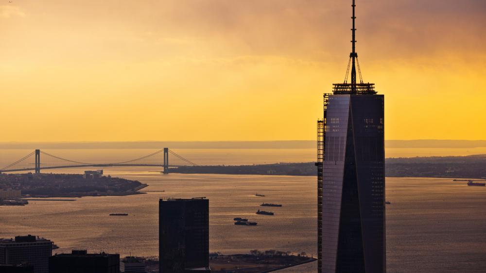 Sunset in New York City at 1 WTC wallpaper