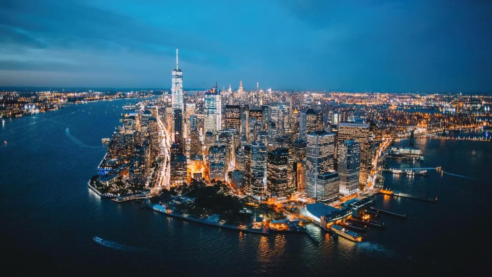 Manhattan evening skyline wallpaper