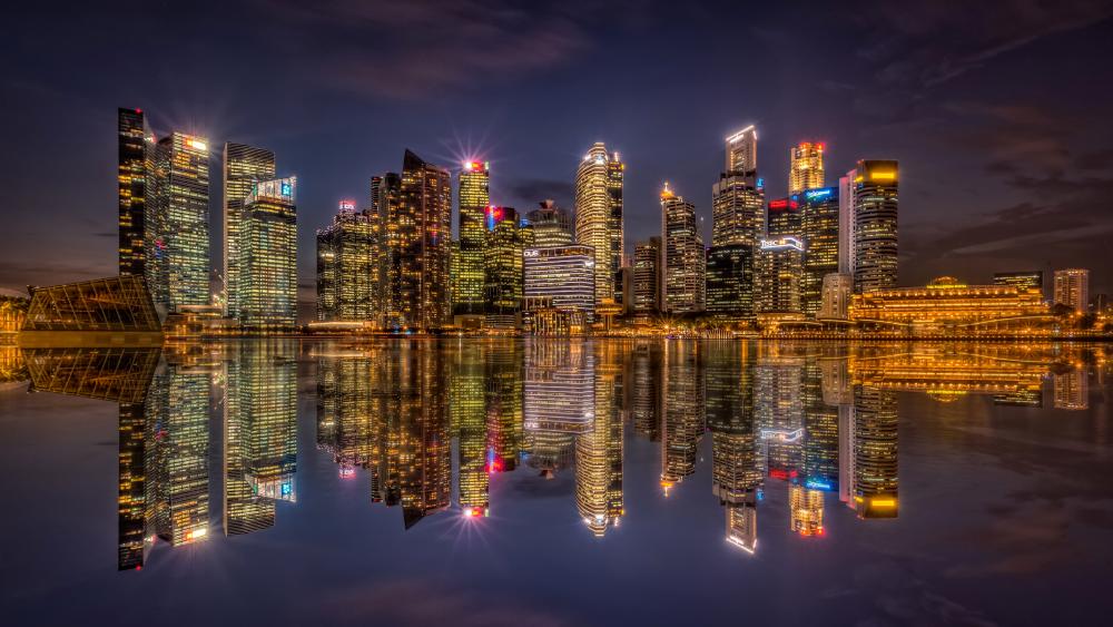 Singapore skyscrapers reflection wallpaper