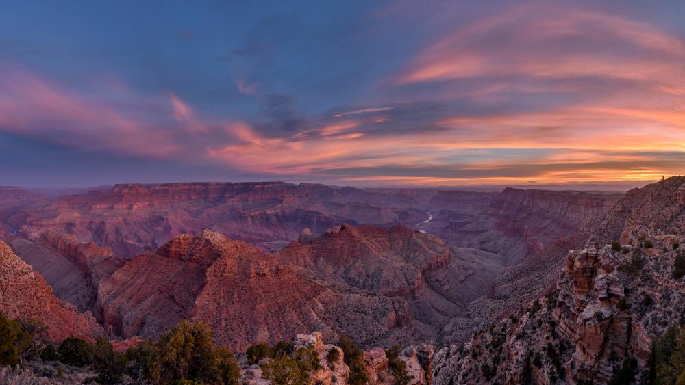 Navajo Point view of the south rim of the grand canyon at sunrise wallpaper