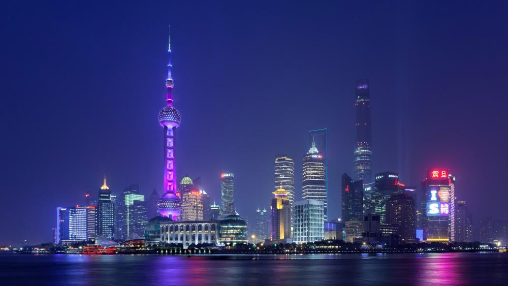 Oriental Pearl Tower on Pudong Skyline wallpaper