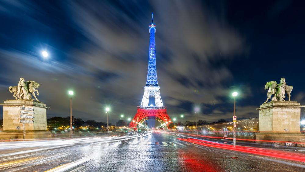 Eiffel Tower in France tricolor wallpaper