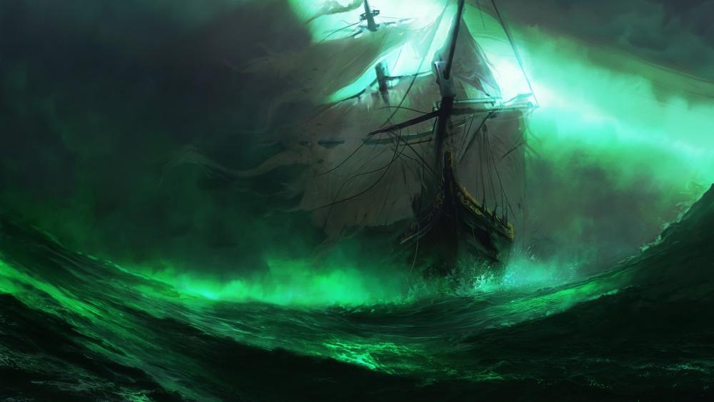 Emerald Tempest at Sea wallpaper