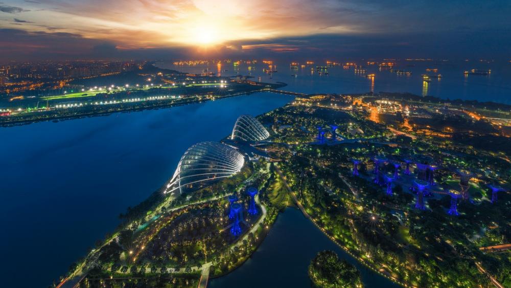 Gardens by the Bay from above wallpaper
