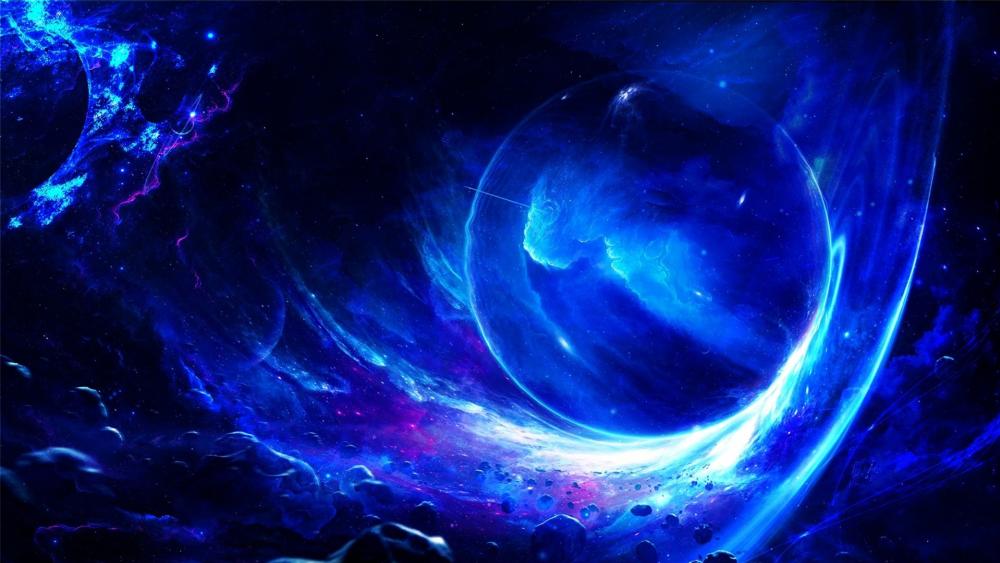Mystic Blue Orb in the Cosmos wallpaper