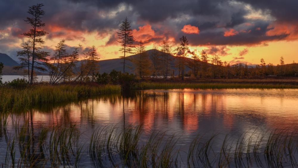 Serene Sunset Over Tranquil Waters wallpaper