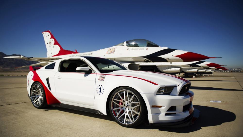 Sleek Car Meets Powerful Jet Design Showcase wallpaper