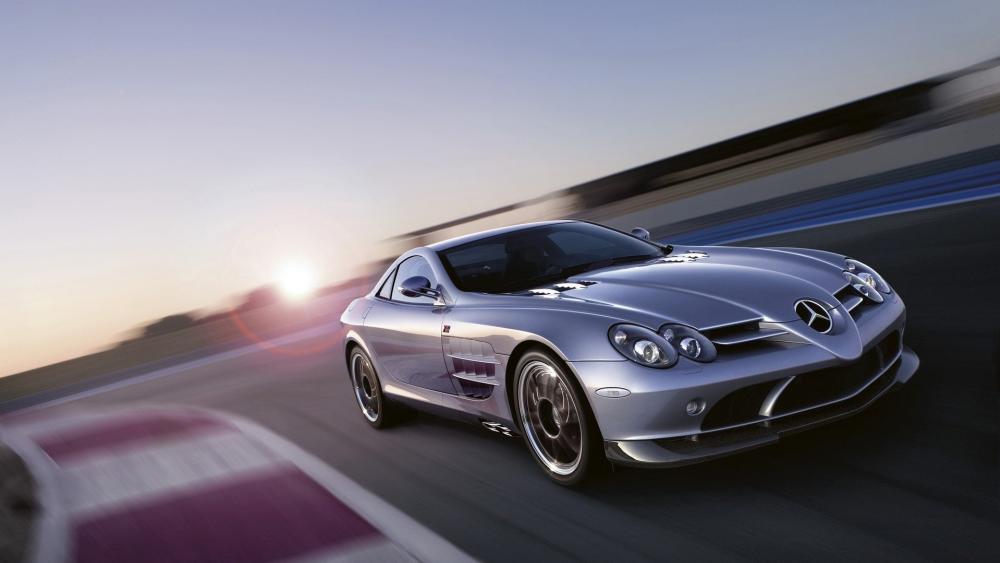 Sleek Silver Mercedes SLR McLaren on the Track wallpaper