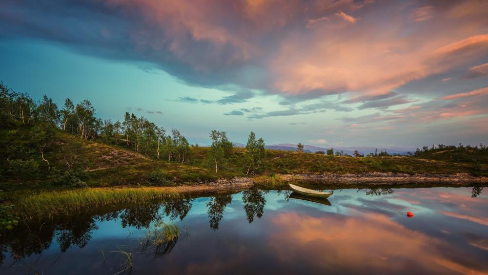 Tranquil Evening at the Lake wallpaper