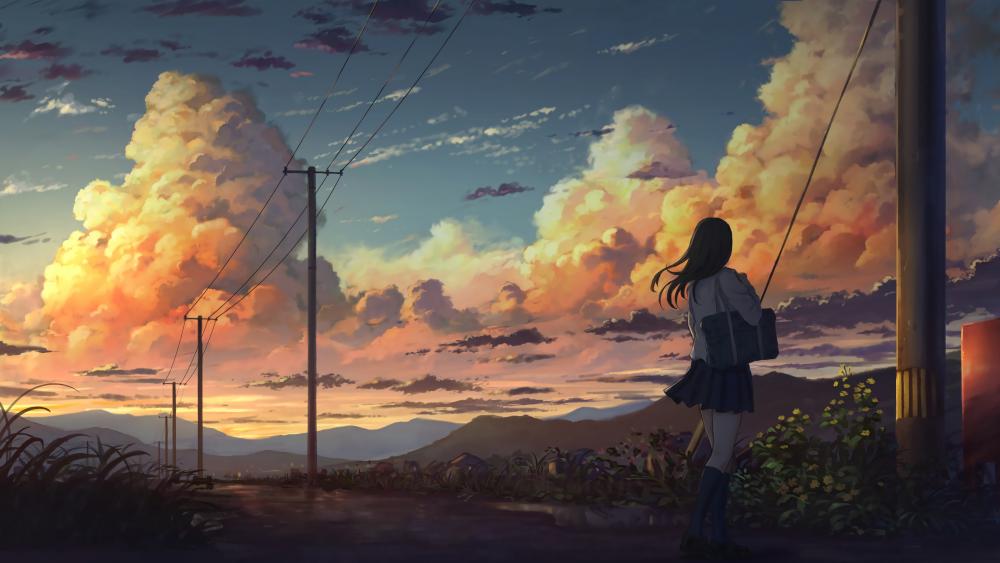 Tranquil Dusk Anime Scenery wallpaper