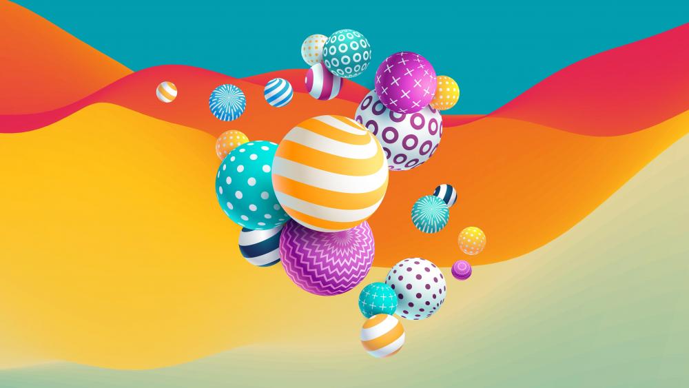 Vibrant 3D Spheres in Abstract Dreamland wallpaper