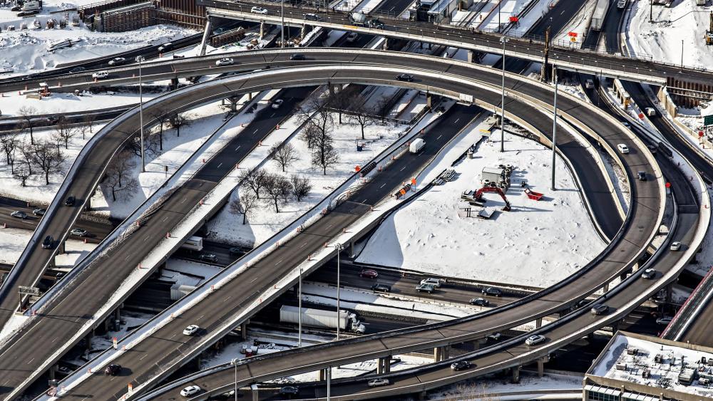 Close-Up of Chicago's Circle Interchange in Winter wallpaper