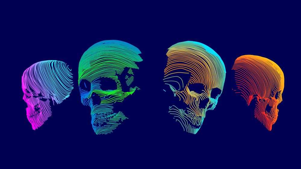 Neon skulls wallpaper