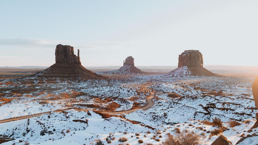 West and East Mitten Buttes at wintertime wallpaper