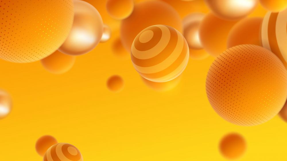 Yellow pearls 3D digital abstract art wallpaper