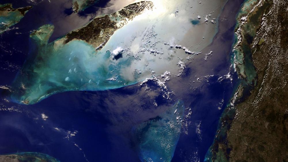 Cuba and Bahamas Islands from space wallpaper