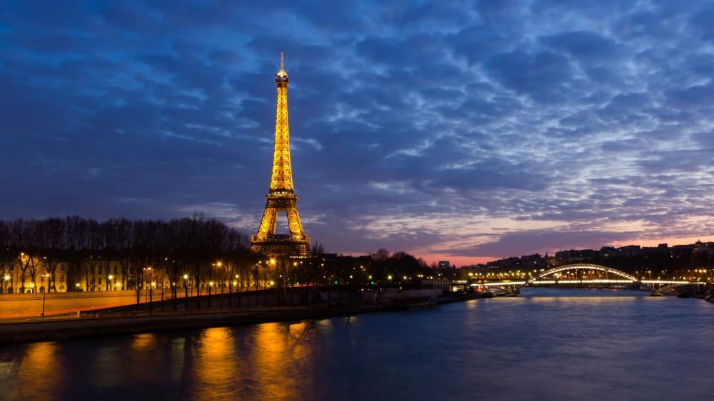 The Eiffel Tower and the Seine River wallpaper