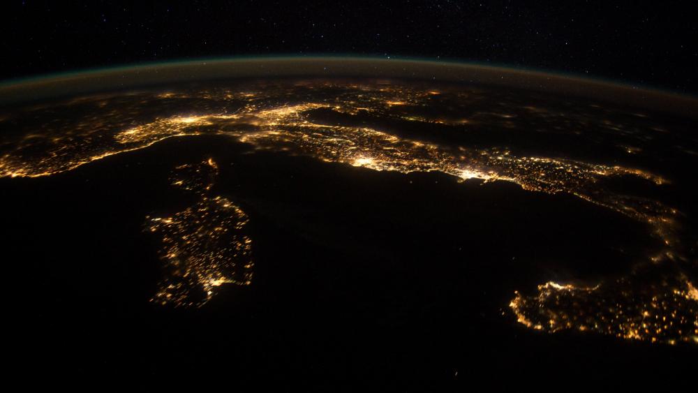 Italy at Night from the International Space Station wallpaper