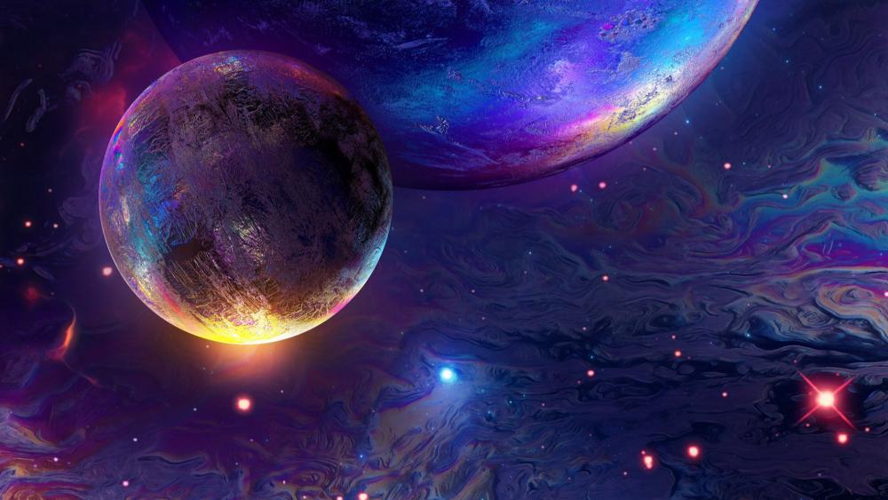 Mystical Cosmic Orb Amidst Celestial Swirls wallpaper