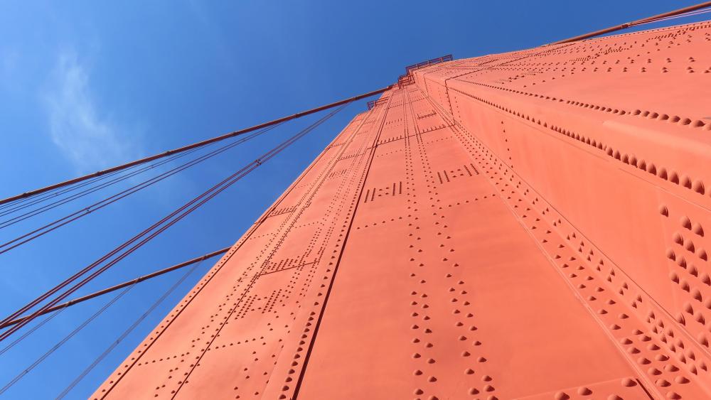 Worm's-Eye View of a Tower on the Golden Gate Bridge wallpaper
