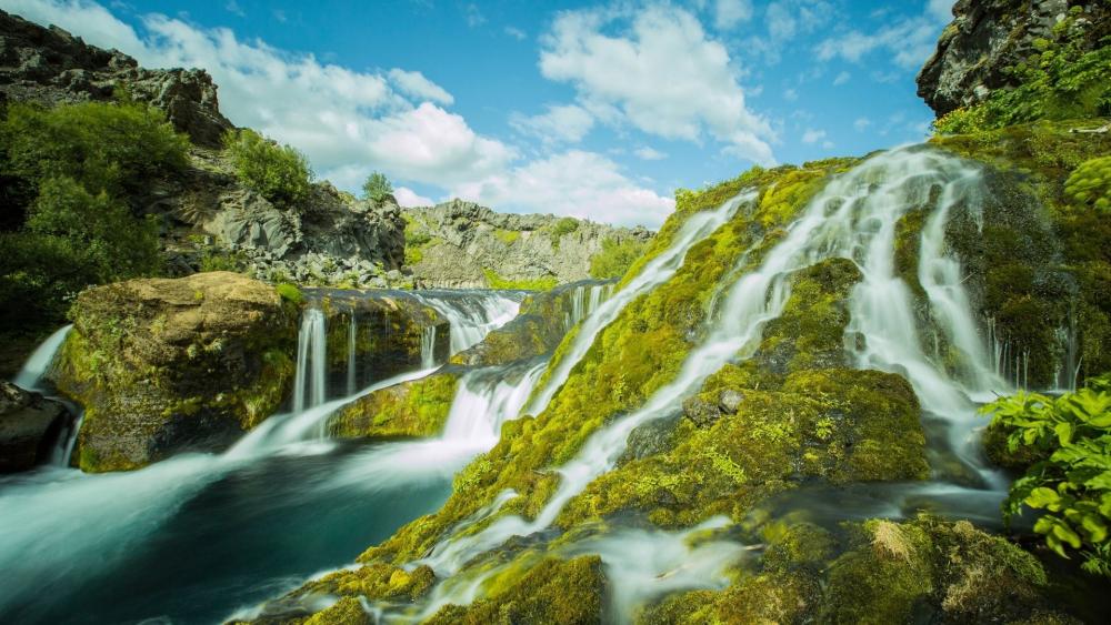 Gjáin Canyon Waterfall, Iceland wallpaper