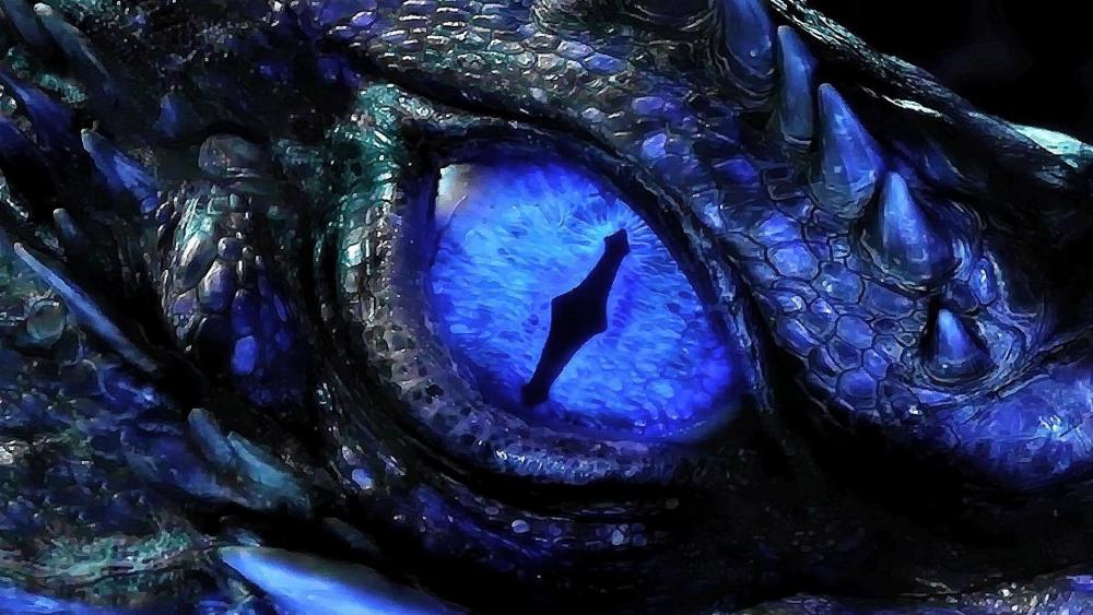 Mystical Blue Dragon's Gaze wallpaper