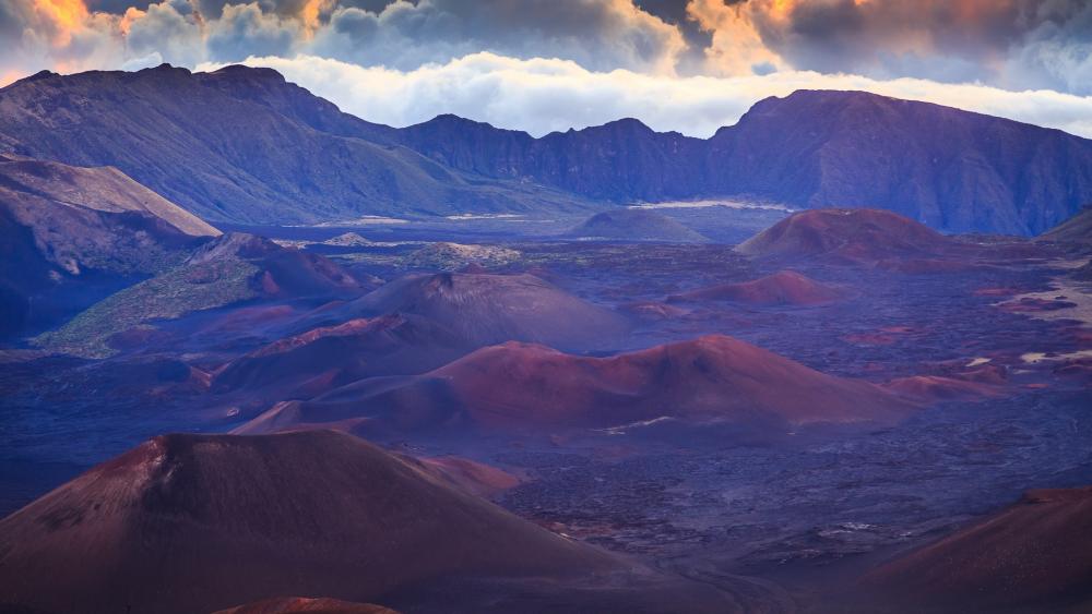 Majestic Volcanic Landscape at Dusk wallpaper