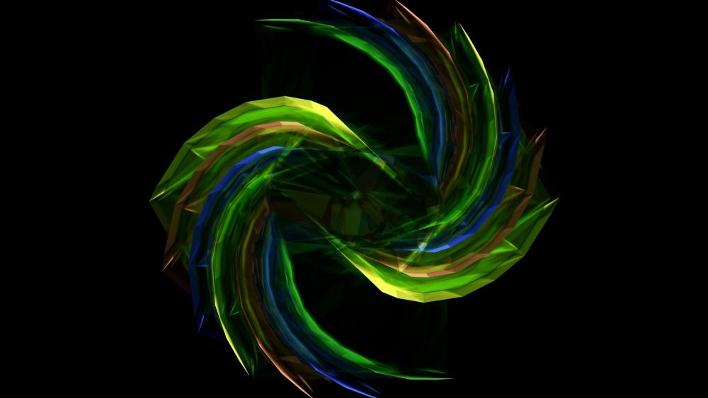 Vibrant Swirling Patterns in Green and Blue Shades wallpaper