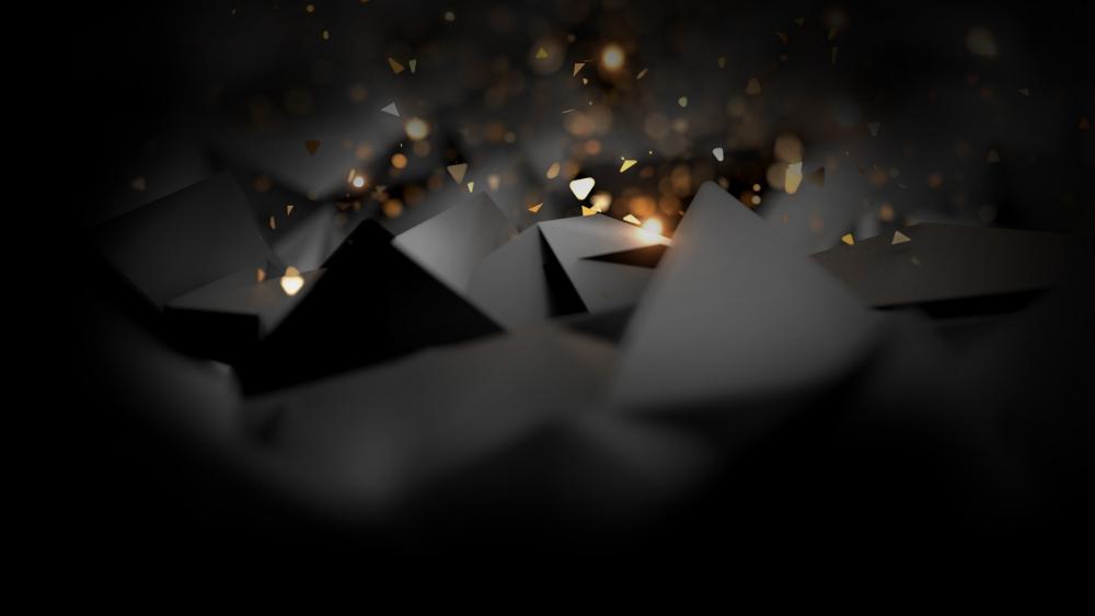 Elegant Black and Gold Triangle 3D Design wallpaper