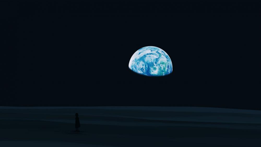 Earth on the night sky wallpaper