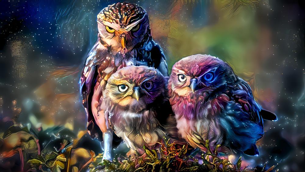 Fantasy owls wallpaper