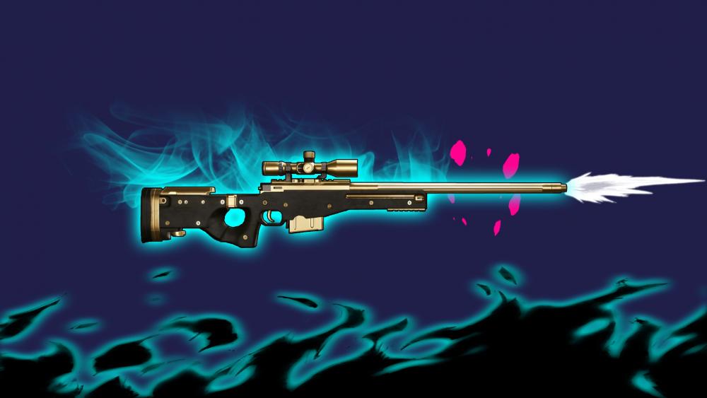 Ethereal Sniper Rifle Emerges From Darkness wallpaper