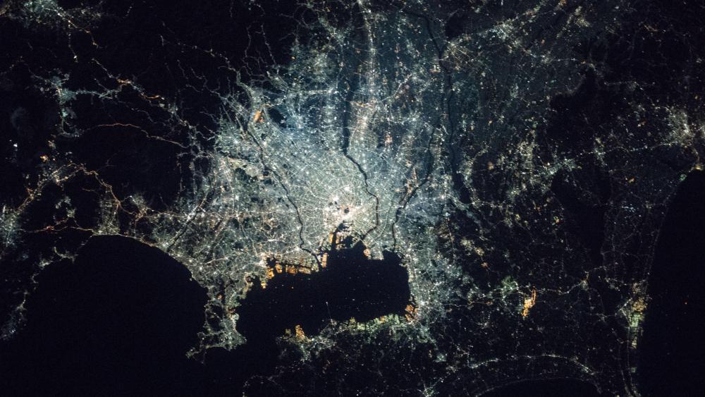 Night in the Greater Tokyo Area seen from the ISS wallpaper