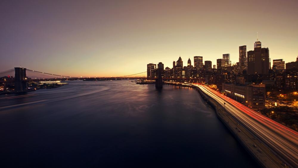 Brooklyn Bridge over the East River wallpaper