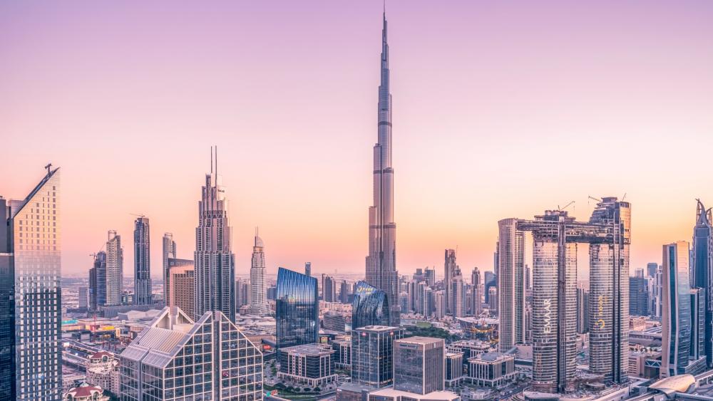 Burj Khalifa pink sky wallpaper
