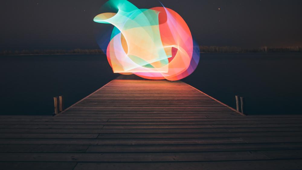 Colorful lens flare on a pier abstract photography wallpaper