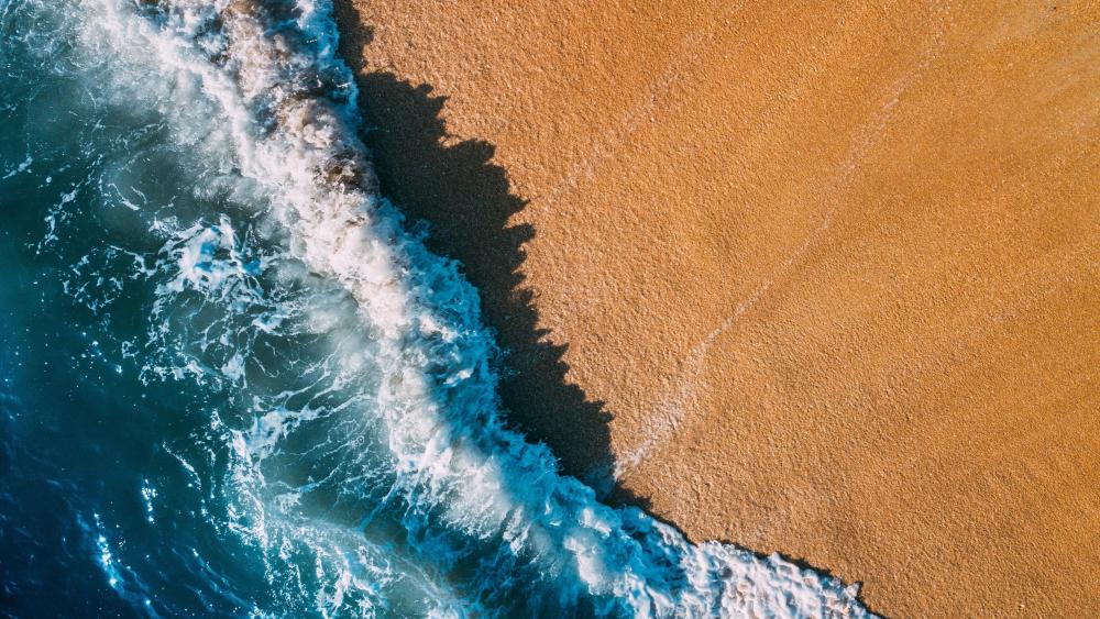 Ocean Meets Sand from Above wallpaper