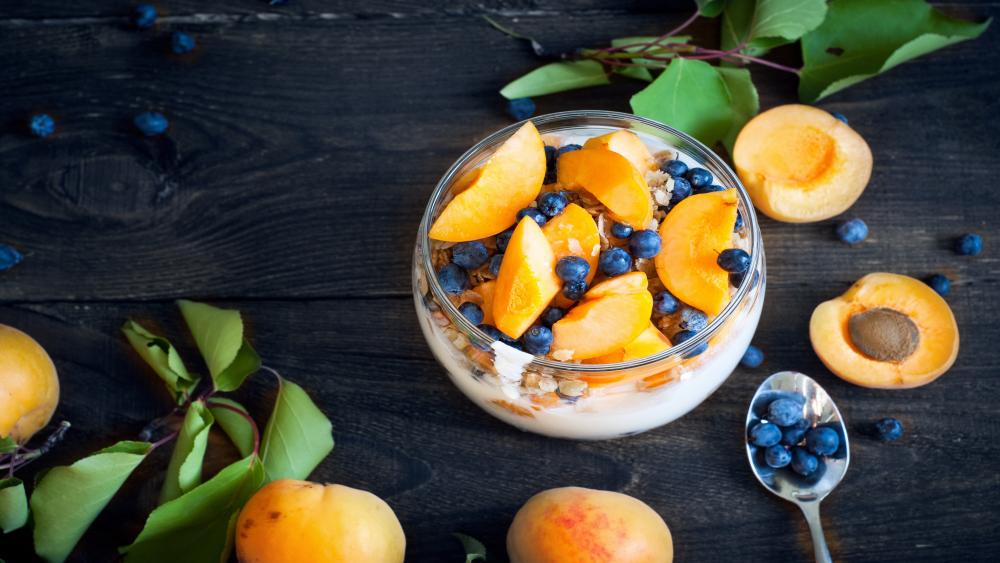 With blueberry and apricot yogurt wallpaper