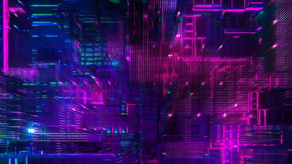 3D neon abstract digital art wallpaper