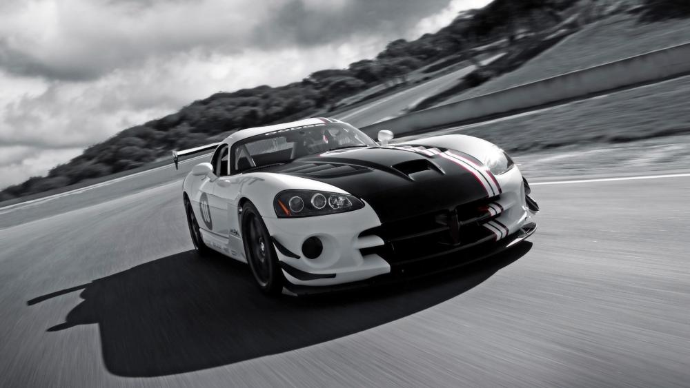 Dodge Viper ACR X White colour with black stripes wallpaper