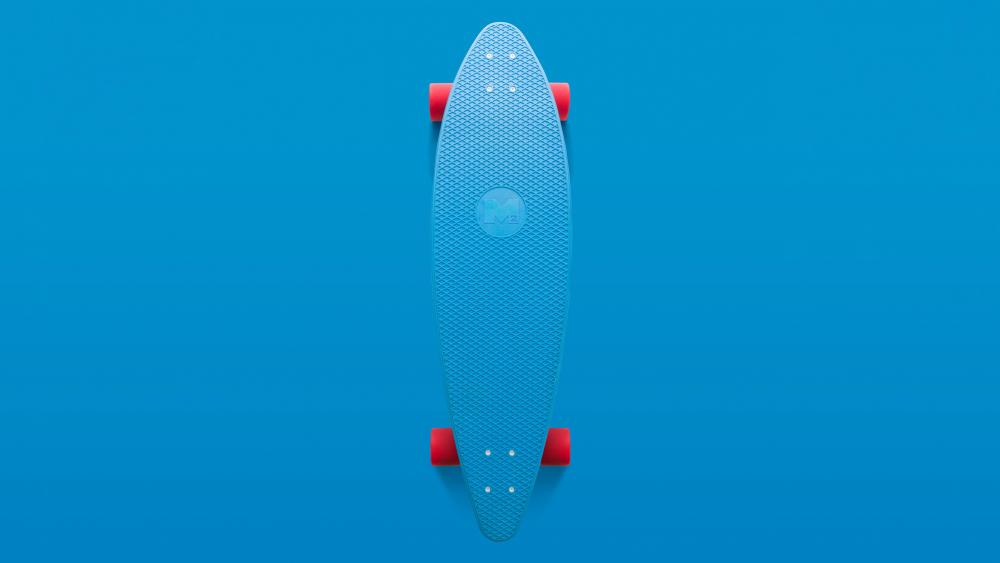 Blue skateboard minimal art wallpaper